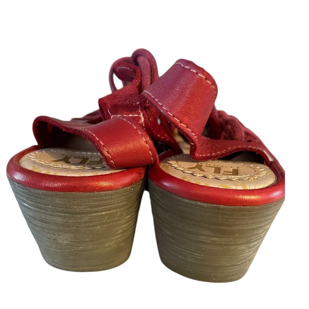 Fly London Red Wedge Sandals - Picture 4 of 7